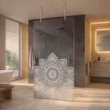 Walk-In Duschabtrennung mit Motiv | Mandala Design 8 mm ESG Glas - Flower 1